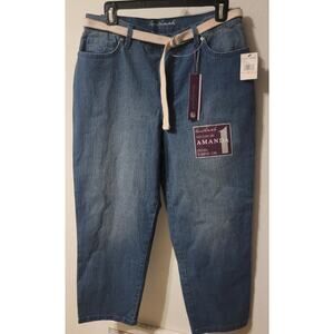 Gloria Vanderbilt Womens AMANDA Cabos Wash Denim Jean Belted Capri NWT Size 10